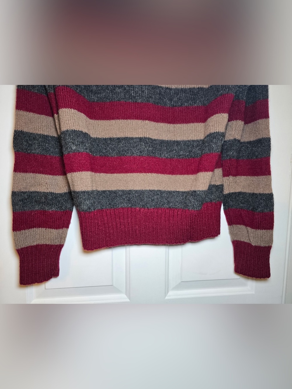 Vintage B. Altman 5th Ave NY 100% Shetland Wool Striped Sweater Crew Neck Preppy - Picture 5 of 7